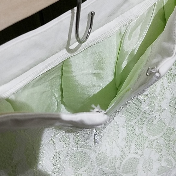 MUSTARD SEED LIGHT GREEN SKIRT W WHITE LACE OVERLAY PLEATED MINI FAIRY WHIMSICAL - Picture 5 of 8